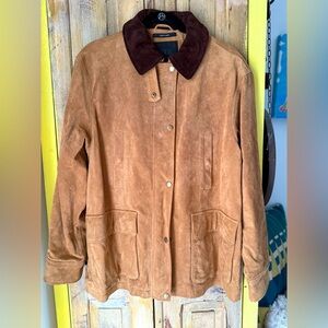 NWT -Zara Caramel Suede Jacket with Dark Brown Collar